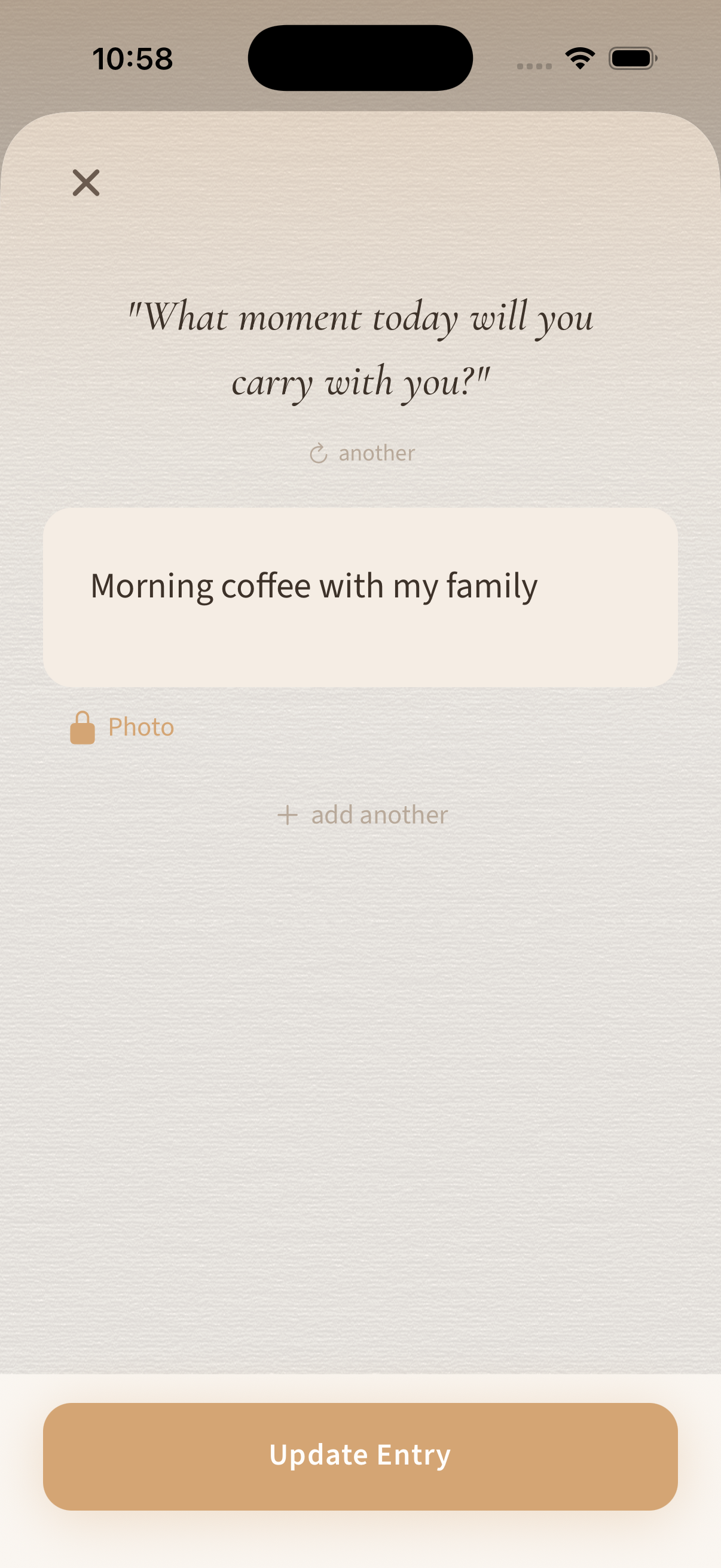 Grateful app - Create entry